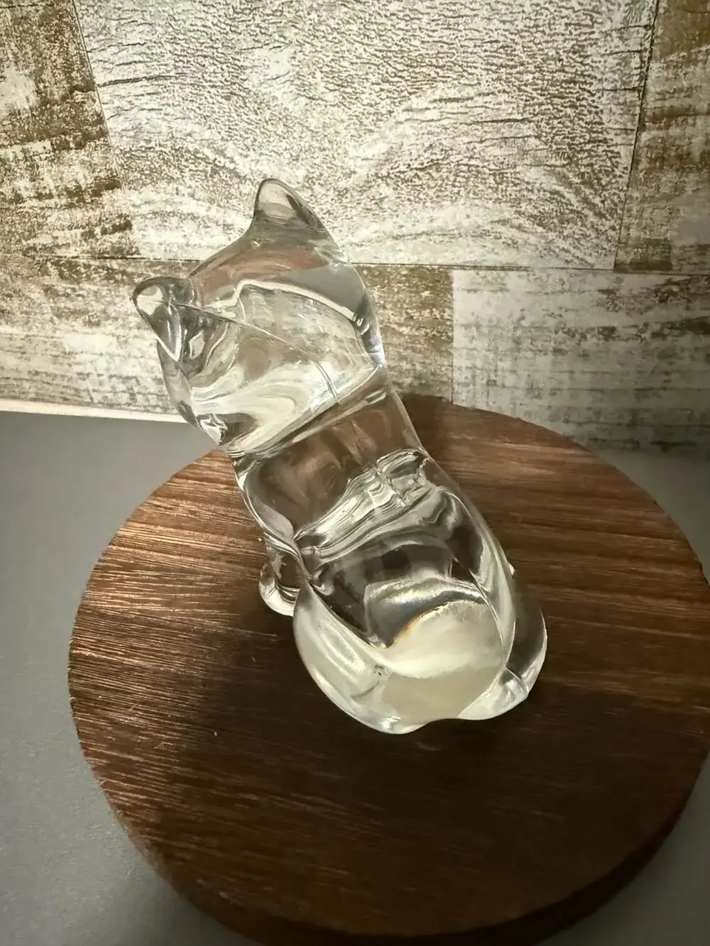 VTG Princess House Glass Cat Crystal Kitten Sitting Paperweight Pets Figurine